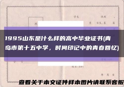 1995山东是什么样的高中毕业证书(青岛市第十五中学，时间印记中的青春回忆)缩略图
