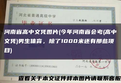 河南省高中文凭图片(今年河南省会考(高中文凭)男生体育，除了1000米还有那些项目)缩略图