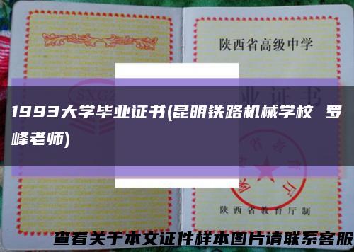 1993大学毕业证书(昆明铁路机械学校 罗峰老师)缩略图