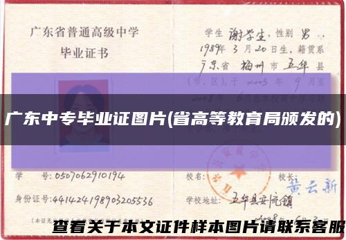 广东中专毕业证图片(省高等教育局颁发的)缩略图