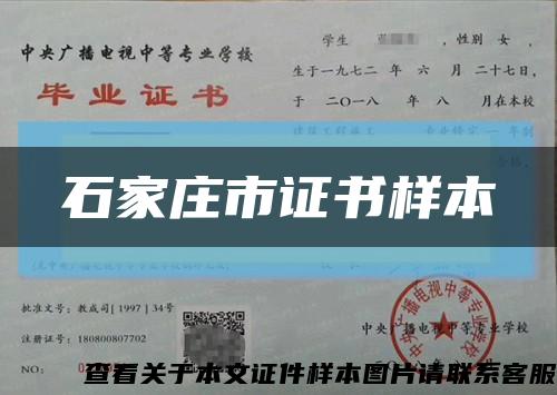 石家庄市证书样本缩略图