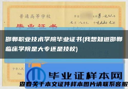 邯郸职业技术学院毕业证书(我想知道邯郸临床学院是大专还是技校)缩略图