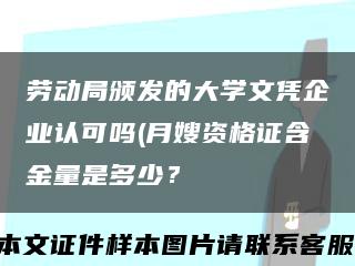 劳动局颁发的大学文凭企业认可吗(月嫂资格证含金量是多少？缩略图