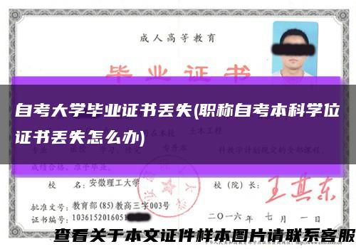 自考大学毕业证书丢失(职称自考本科学位证书丢失怎么办)缩略图