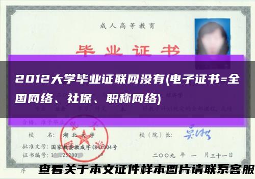 2012大学毕业证联网没有(电子证书=全国网络、社保、职称网络)缩略图