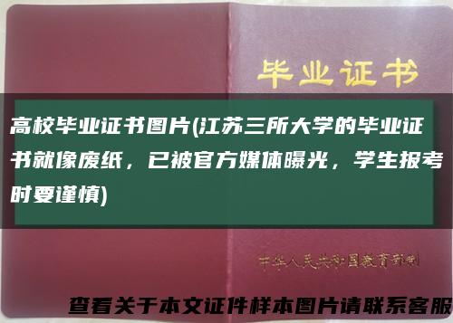 高校毕业证书图片(江苏三所大学的毕业证书就像废纸，已被官方媒体曝光，学生报考时要谨慎)缩略图
