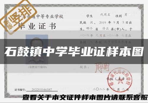 石鼓镇中学毕业证样本图缩略图