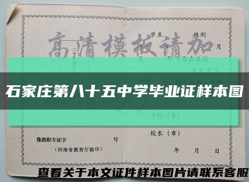 石家庄第八十五中学毕业证样本图缩略图
