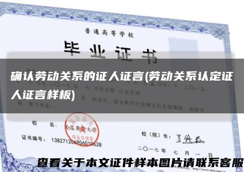 确认劳动关系的证人证言(劳动关系认定证人证言样板)缩略图