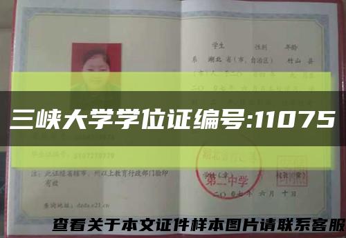 三峡大学学位证编号:11075缩略图