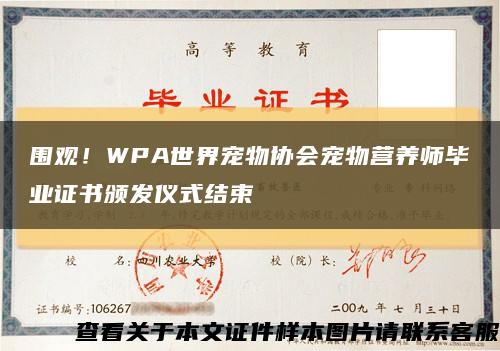 围观！WPA世界宠物协会宠物营养师毕业证书颁发仪式结束缩略图