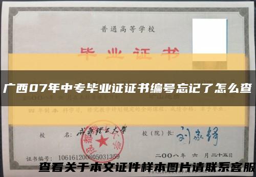 广西07年中专毕业证证书编号忘记了怎么查缩略图