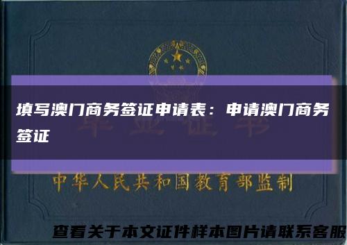 填写澳门商务签证申请表：申请澳门商务签证缩略图