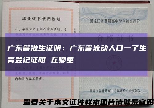 广东省准生证明：广东省流动人口一子生育登记证明 在哪里缩略图