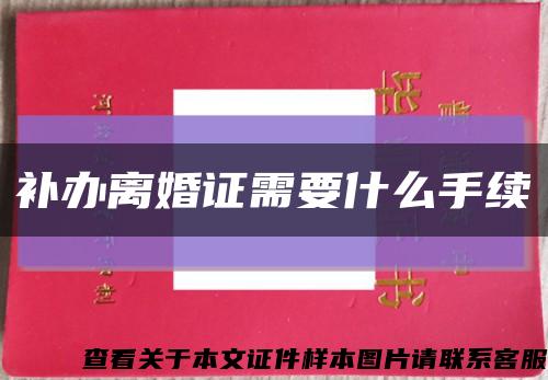 补办离婚证需要什么手续缩略图