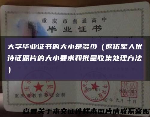 大学毕业证书的大小是多少（退伍军人优待证照片的大小要求和批量收集处理方法）缩略图