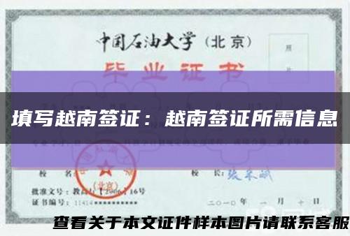 填写越南签证：越南签证所需信息缩略图