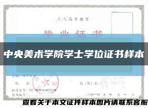 中央美术学院学士学位证书样本缩略图