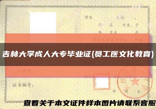 吉林大学成人大专毕业证(员工医文化教育)缩略图