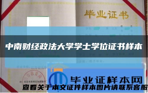 中南财经政法大学学士学位证书样本缩略图