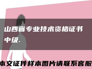 山西省专业技术资格证书 中级.缩略图