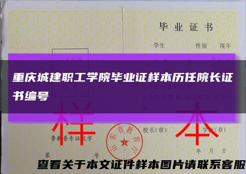 重庆城建职工学院毕业证样本历任院长证书编号缩略图