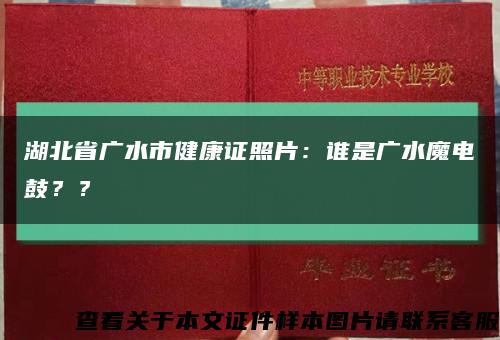 湖北省广水市健康证照片：谁是广水魔电鼓？？缩略图