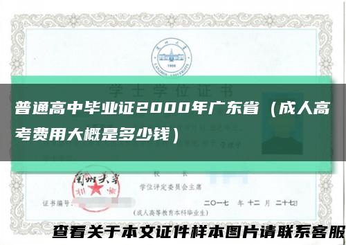 普通高中毕业证2000年广东省（成人高考费用大概是多少钱）缩略图