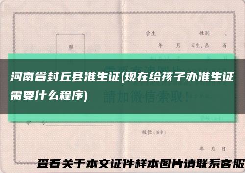 河南省封丘县准生证(现在给孩子办准生证需要什么程序)缩略图