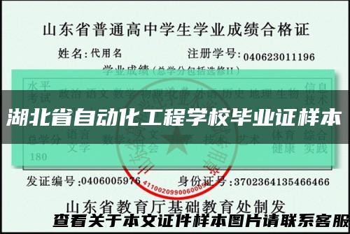 湖北省自动化工程学校毕业证样本缩略图