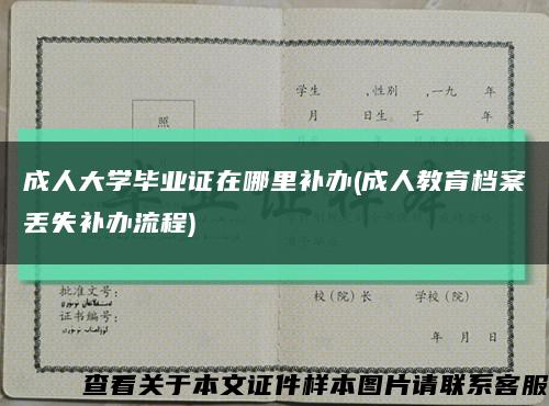 成人大学毕业证在哪里补办(成人教育档案丢失补办流程)缩略图