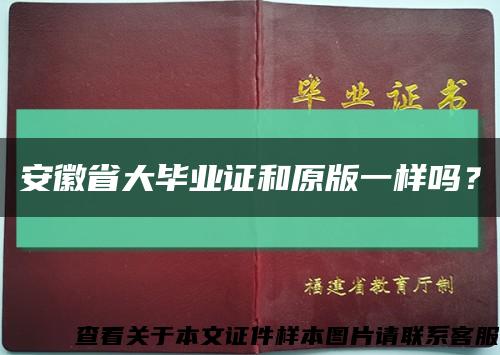 安徽省大毕业证和原版一样吗？缩略图