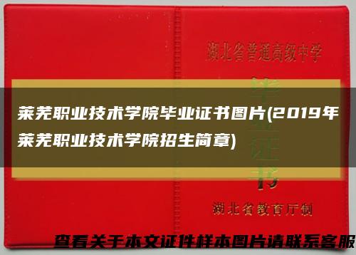 莱芜职业技术学院毕业证书图片(2019年莱芜职业技术学院招生简章)缩略图