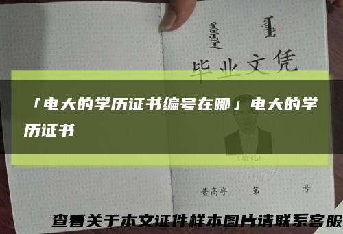 「电大的学历证书编号在哪」电大的学历证书缩略图