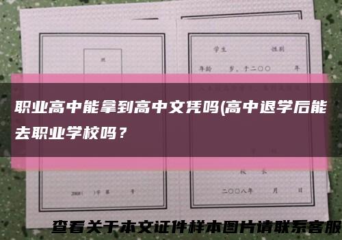 职业高中能拿到高中文凭吗(高中退学后能去职业学校吗？缩略图