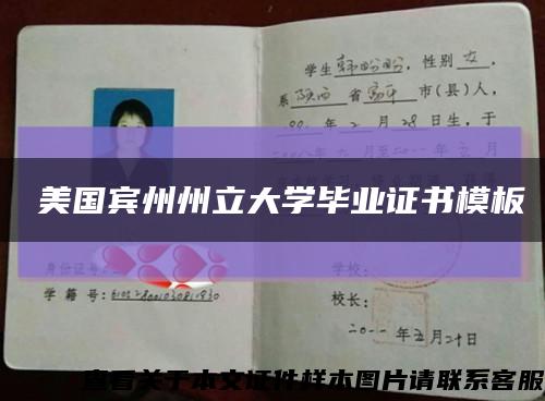 ​美国宾州州立大学毕业证书模板缩略图