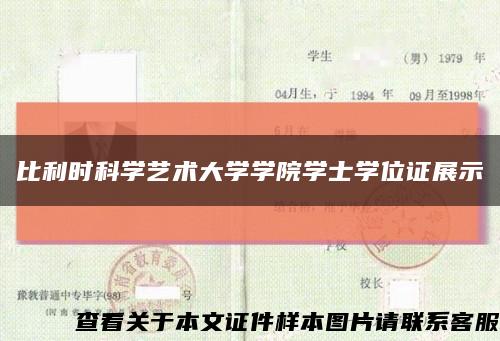 比利时科学艺术大学学院学士学位证展示缩略图