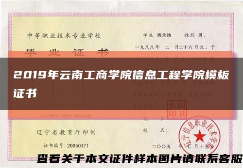2019年云南工商学院信息工程学院模板证书缩略图