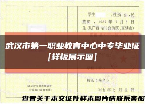 武汉市第一职业教育中心中专毕业证
[样板展示图]缩略图
