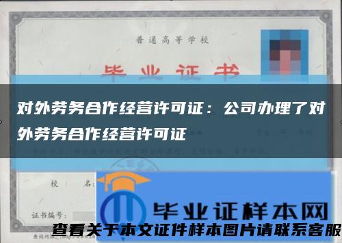 对外劳务合作经营许可证：公司办理了对外劳务合作经营许可证缩略图