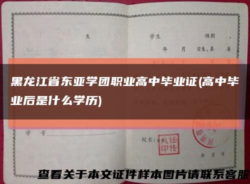 黑龙江省东亚学团职业高中毕业证(高中毕业后是什么学历)缩略图