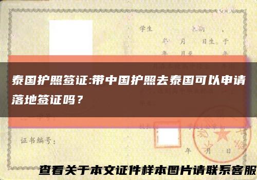泰国护照签证:带中国护照去泰国可以申请落地签证吗？缩略图