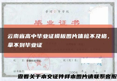 云南省高中毕业证模板图片体检不及格，拿不到毕业证缩略图