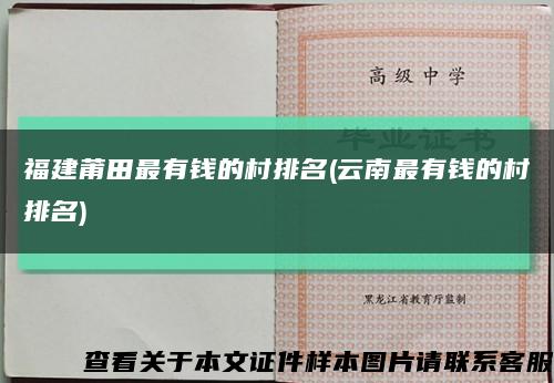 福建莆田最有钱的村排名(云南最有钱的村排名)缩略图