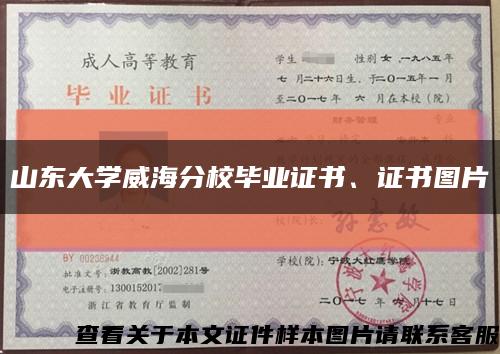 山东大学威海分校毕业证书、证书图片缩略图