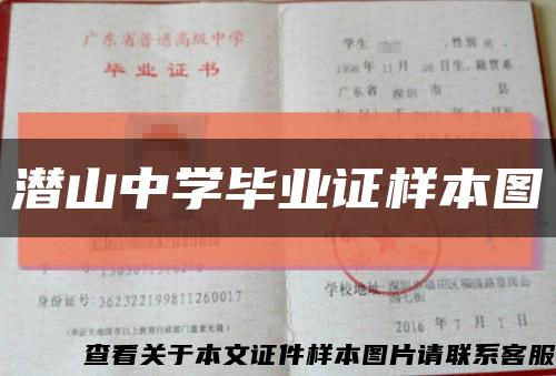 潜山中学毕业证样本图缩略图