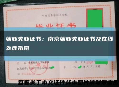 就业失业证书：南京就业失业证书及在线处理指南缩略图