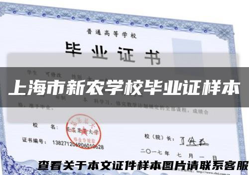 上海市新农学校毕业证样本缩略图