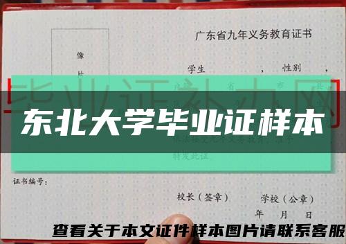 东北大学毕业证样本缩略图
