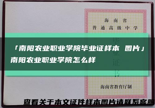 「南阳农业职业学院毕业证样本 图片」南阳农业职业学院怎么样缩略图